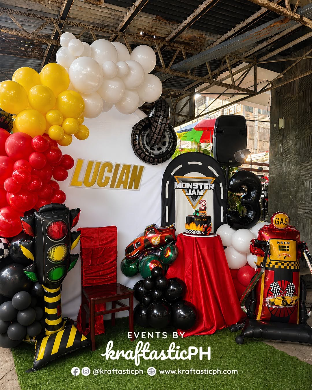 Monster Jam themed balloon backdrop by Kraftastic PH