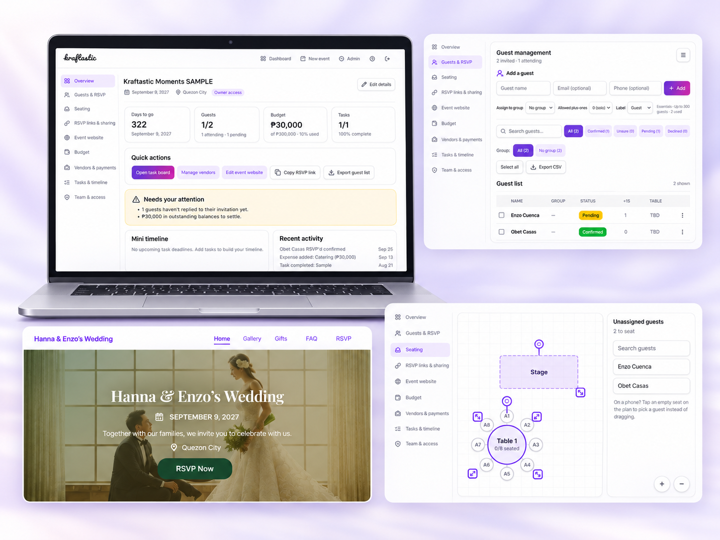 Kraftastic Moments event dashboard