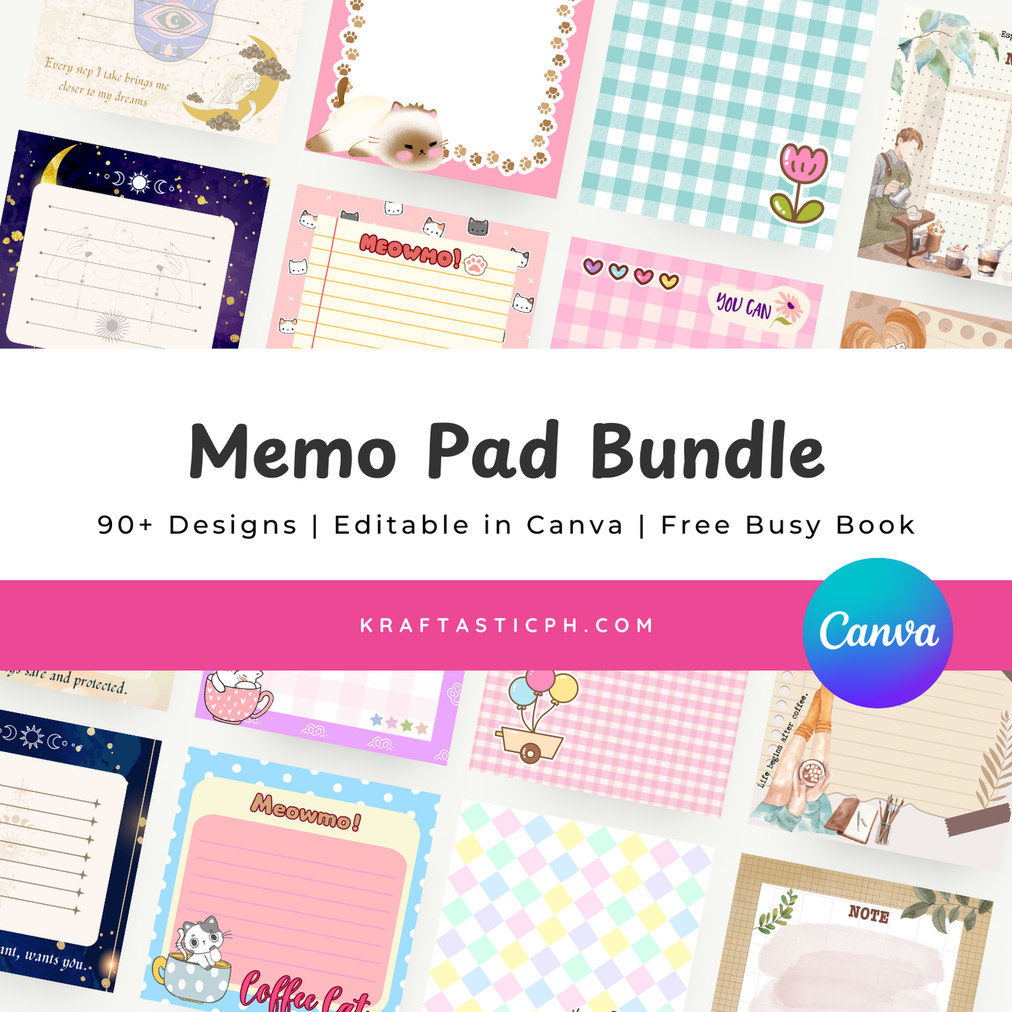 90+ Memo Pad Bundle | Editable Notepad Designs + Free Disney Busy Book