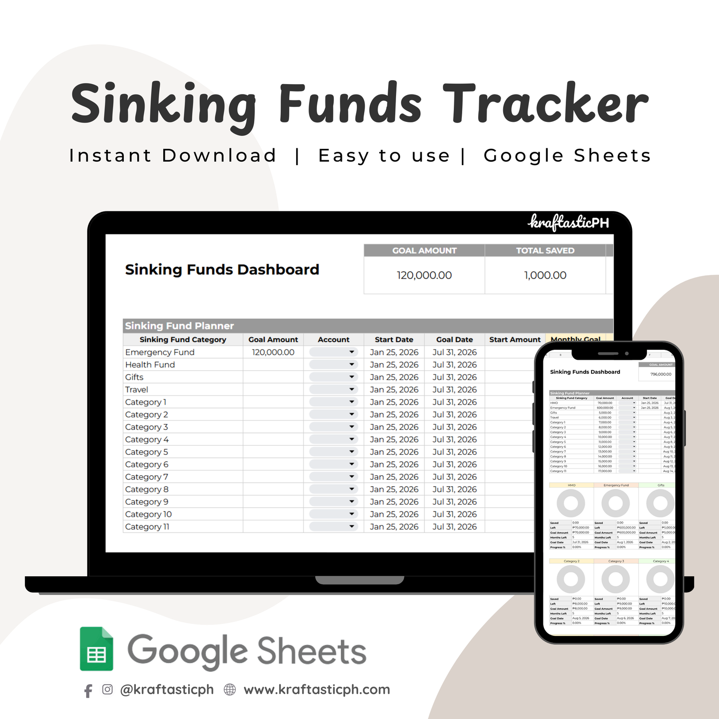 Sinking Fund Tracker – Google Sheets Budget & Savings Planner