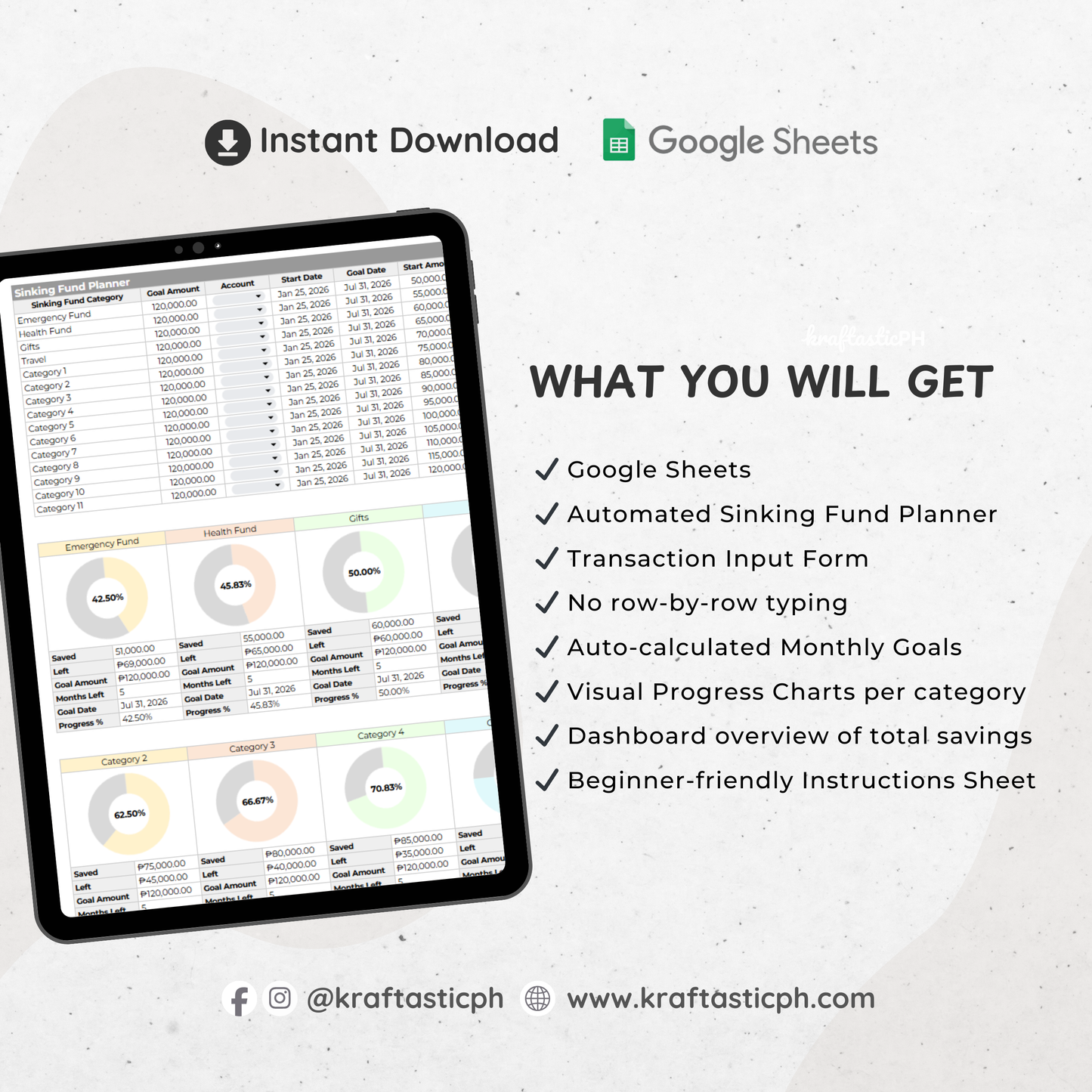 Sinking Fund Tracker – Google Sheets Budget & Savings Planner