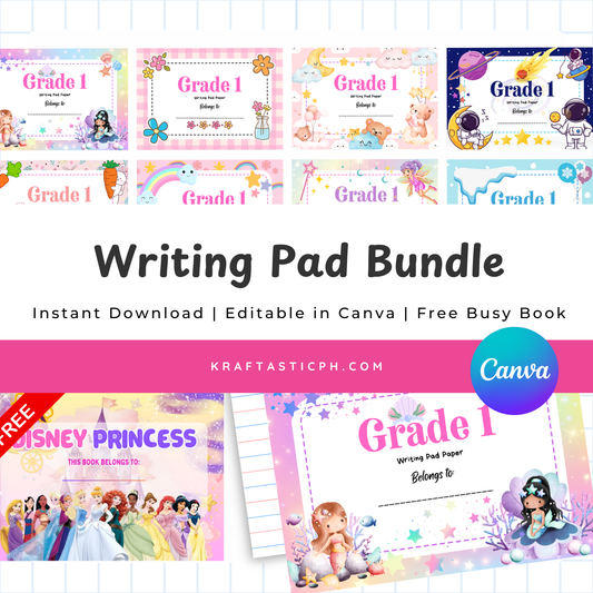 Printable Writing Pad Paper Template for Grade 1-3 | 12 Cover Designs + FREE Busy Book